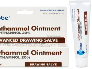 Globe Ichthammol Ointment 20% (Drawing Salve) 1 OZ - Soothing Skin Relief, Treatment of Eczema, Acne, Boils, Splinters, Bee Stings - Maximum Strength