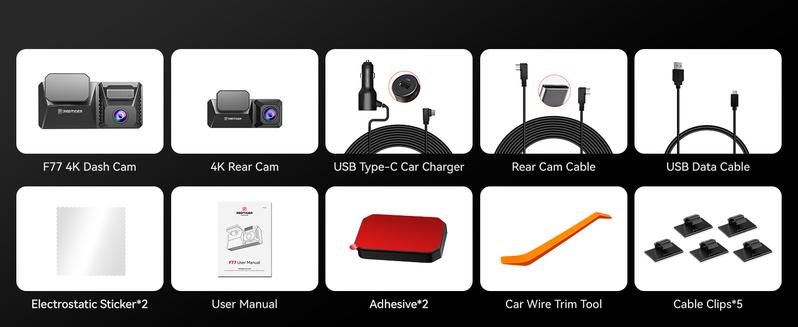 REDTIGER F77 4K+4K Dash Cam Front and Rear, Dual STARVIS 2 IMX678 HDR, Built-in 128GB eMMC, Voice Control Dash Camera for Cars with 5.8GHz WiFi, 4'' Touch Screen, GPS, Night Vision, 24H Parking Mode-Holiday Haul
