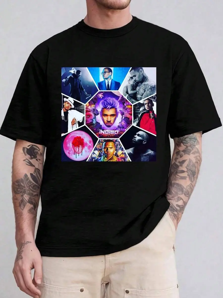 Chris Album Covers Printing T-Shirt Chris CB Brown Concert Must-Have Tee Women's And Men's Round Neck Short Sleeve Tee T-Shirt,Casual Round Neck Short Sleeve T-Shirt,Essential For Casual Attire, Machine Washable, Leisure Style, Conventional Version