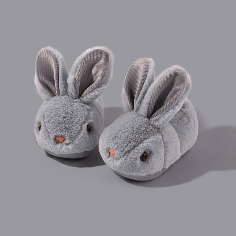 Lumubby Toddler Slippers Girls and Boys House Shoes Bunny Slippers Plush Cute Non-Slip Warm Winter Shoes Indoor Soft Cotton Footwear with 3D Bunny Eyes and Ears - Children