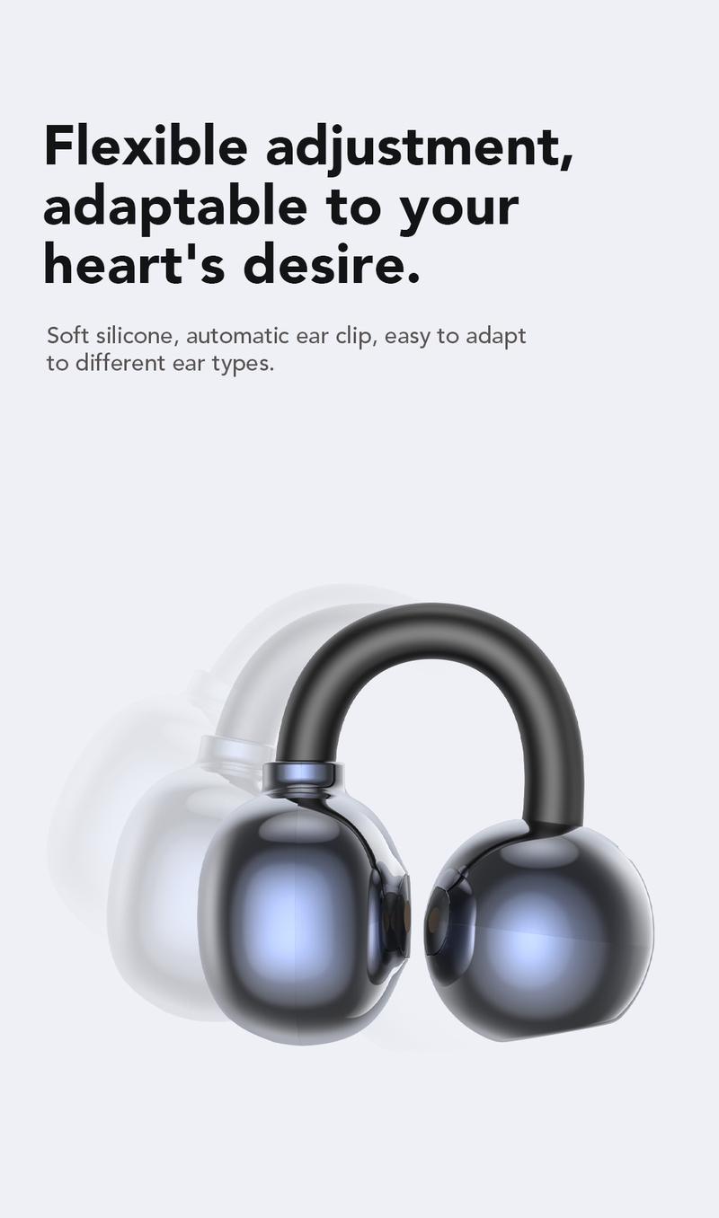MINISO MS212 Clip-On Ear Headphones with Heart Rate Monitoring Wireless Audio Headphones for Music & Phone Calls, IPX5 Sport Waterproof & Sweatproof, with LCD Full Color Touch Screen, Bluetooth 6.0 Headsets, Heart Rate Health Management