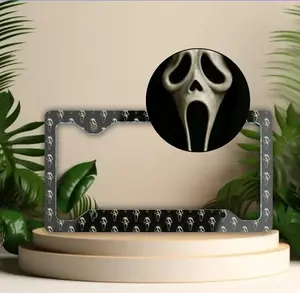 Ghostface Black Halloween License Plate Frame, Exterior Car Accessories, Tag Frame, Cute Car Decor Gift for Her/Him