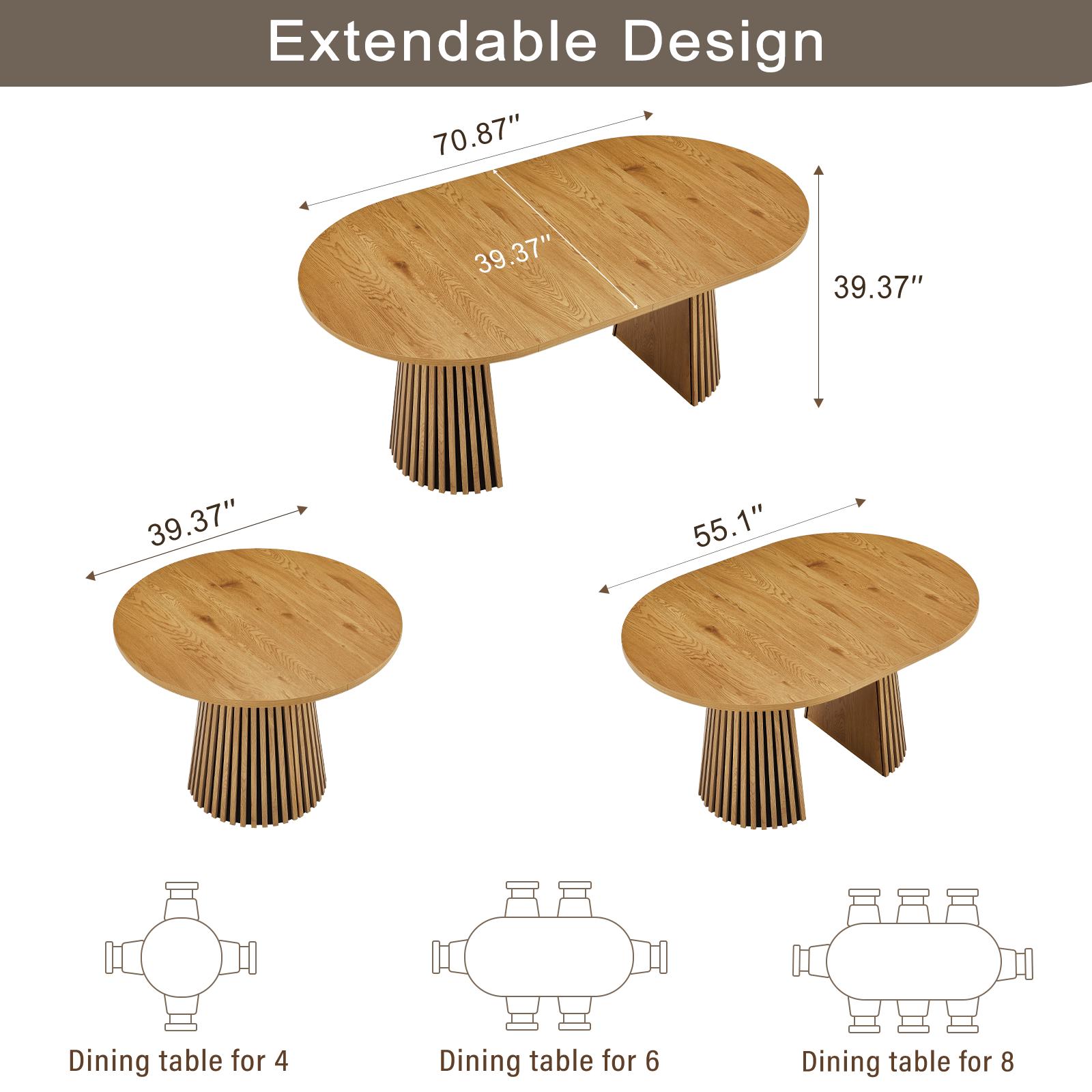 39.37-70.87 Inche Extendable Dining Table, Space Saving Oval Wood Tabletop & Slatted Legs, Flexible Multi-Functional for Kitchen Office Living Room, Natural Wood Color 39.37-70.87 Inche Extendable Dining Table, Space Saving Oval Wood Tabletop & Slatted Legs, Flexible Multi-Functional for Kitchen Office Living Room, Natural Wood Color