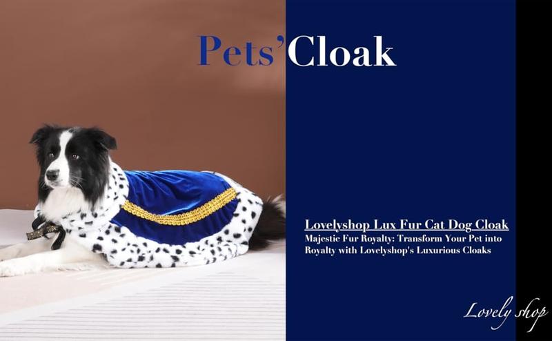 【Pet Supplies】Lovelyshop Pet Serial Lux Fur Blue Cloak Halloween Small Pets Costume Cape Royal Cosplay Outfit Keep Warm Soft Faux Fur Elegant Design Make Pets Stand Out Party Gift