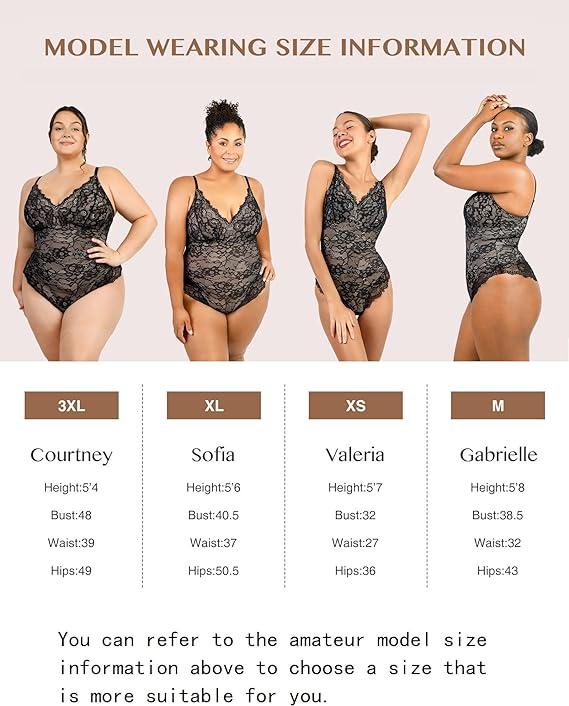 FeelinGirl Sexy Lace  basic Bodysuits Shapewear for Womenswear4 Mesh