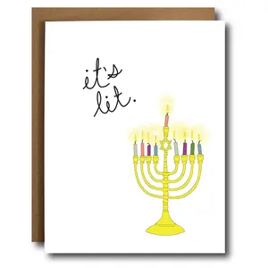 Hanukkah Card It’s Lit Menorah