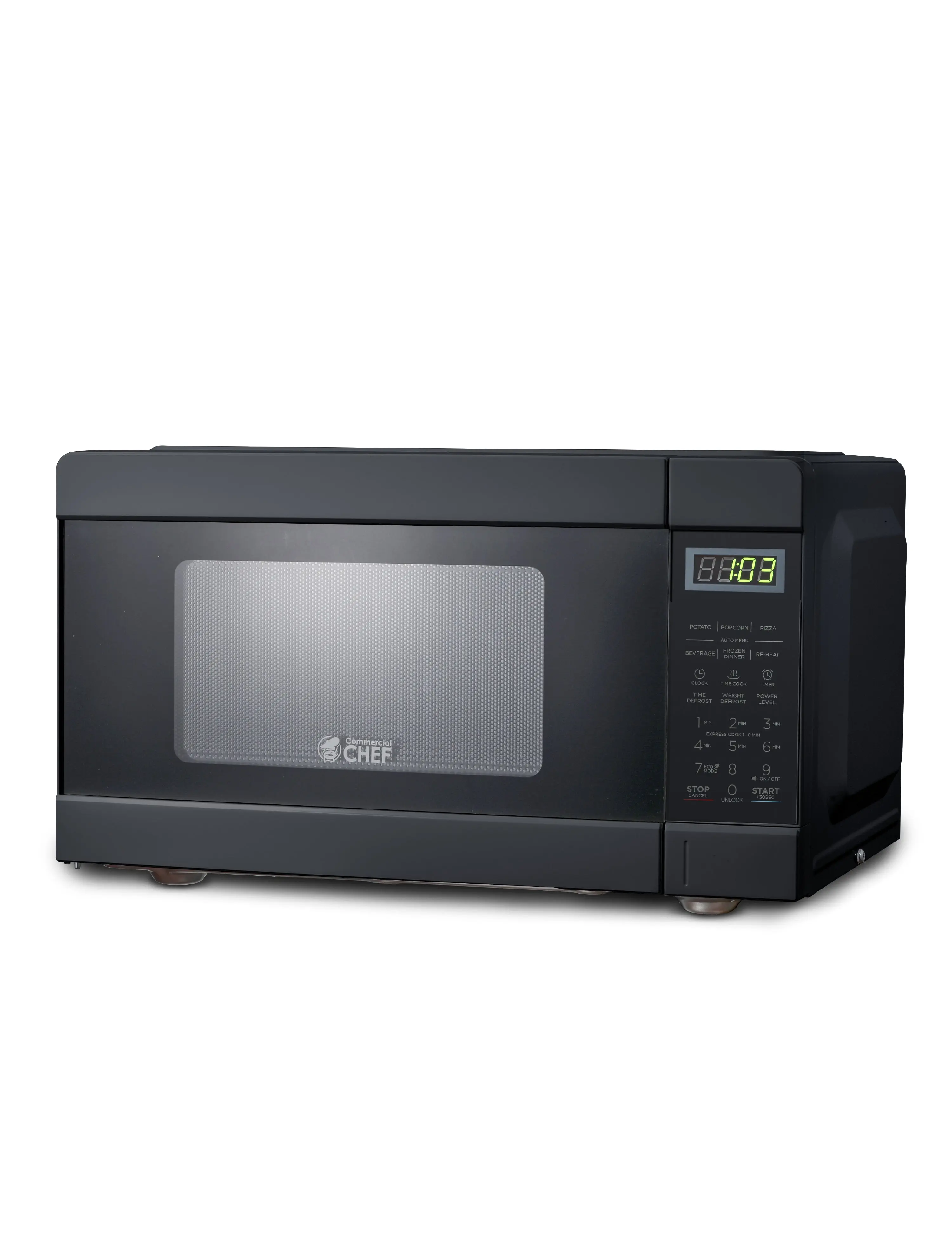 Commercial Chef 0.9 Cu. Ft. Countertop Microwave Oven, Touch Controls with Digital LED Display, 900W Small Microwave, Push Button Door, 10 Power Levels