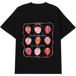 Kindergarten Is My Jam Strawberry |   Girls Boys |   graphic tee |   soft fabric, back to school, cute style