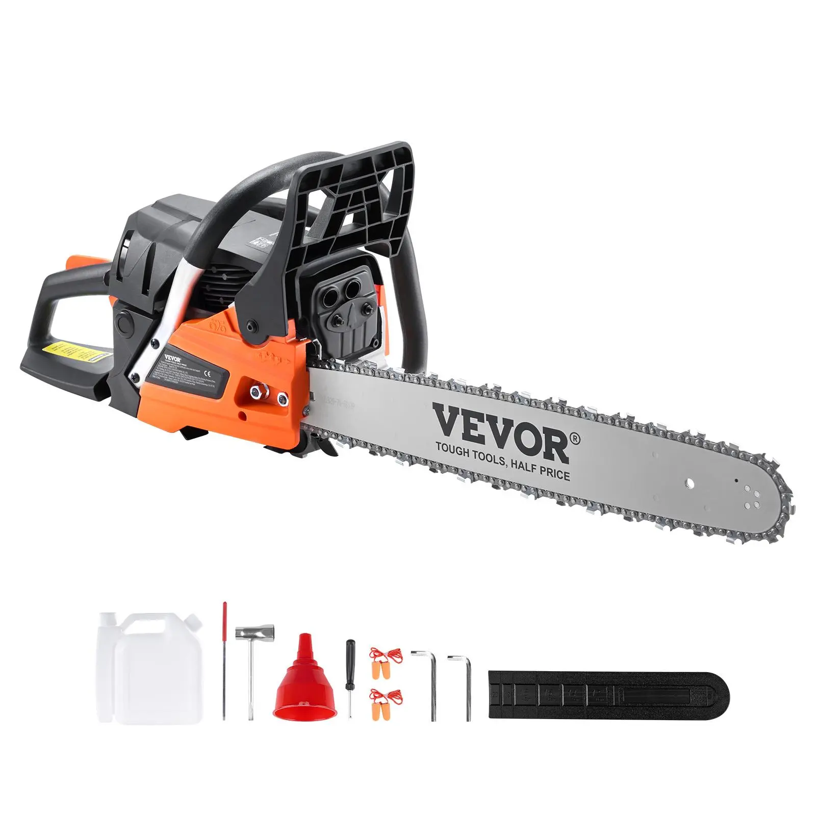 【Backtoschool】VEVOR Steel Gas Chainsaw, 58CC 20" 3.22HP Gasoline-Powered Handheld Chainsaw with Shock Absorber & 550ml Chain Oil Tank, for Tree Cutting, Garden Farm Use, Gas Power Chainsaws