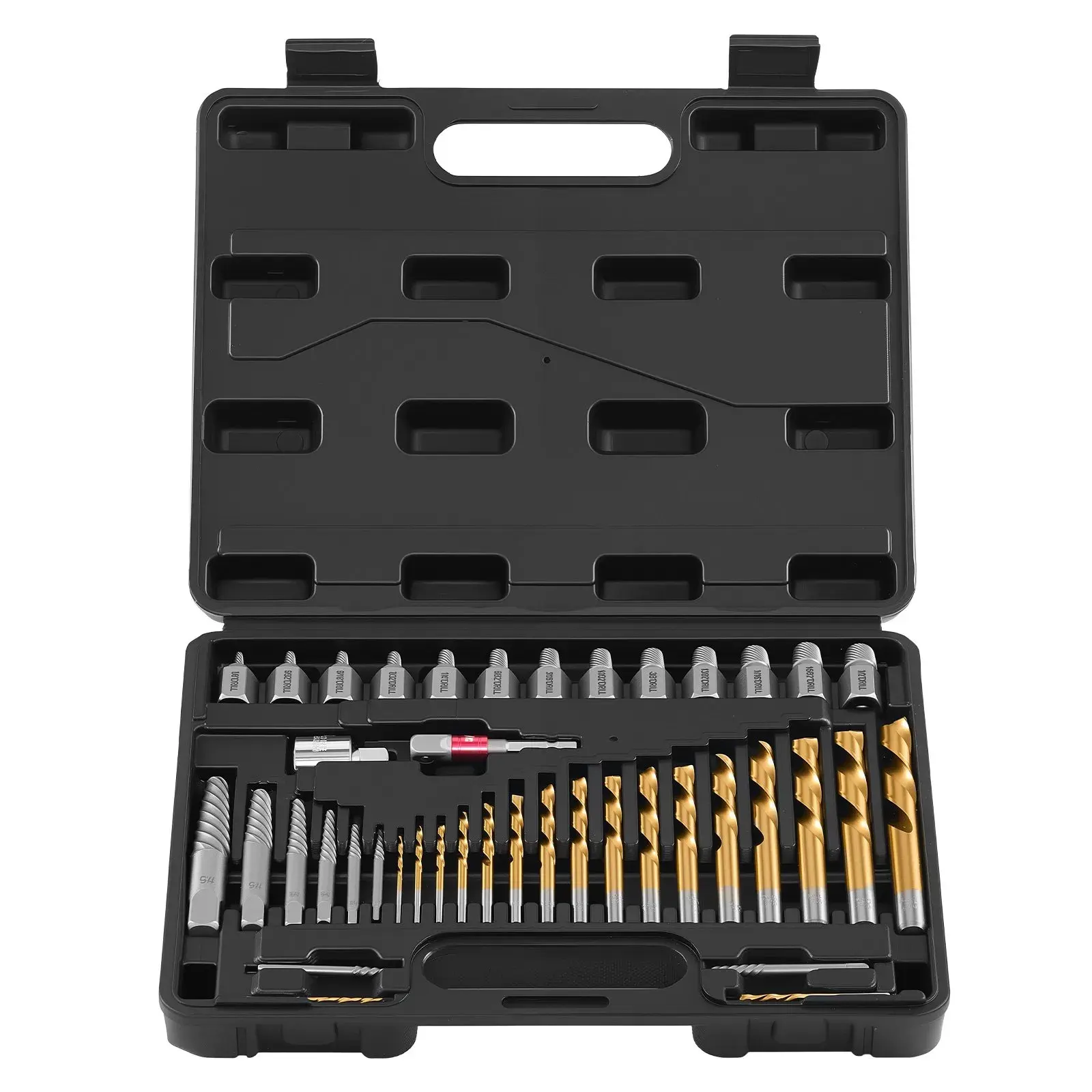 【DealsForYouDays】VEVOR 41-Piece Drill Tool Set with 18 Laser Etched Drill Bits, Adapters & Solid Storage Case - Cr-Mo Steel Hand Tool for Removing Rounded, Broken Bolts or Repairs Damaged/Stuck Screws