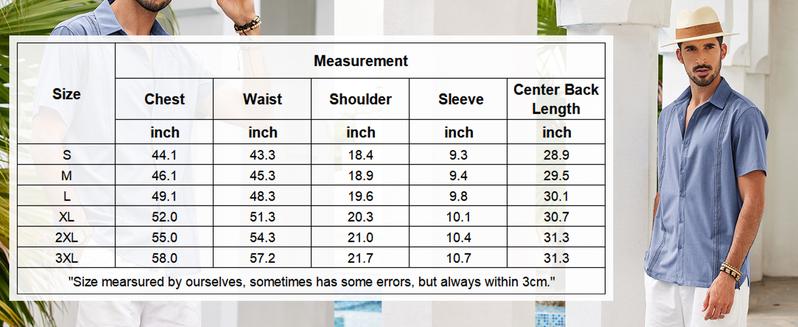 COOFANDY Mens Short Sleeve Cuban Guayabera Shirt Casual Summer Beach Button Down Shirts Menswear Top Clothing Soft