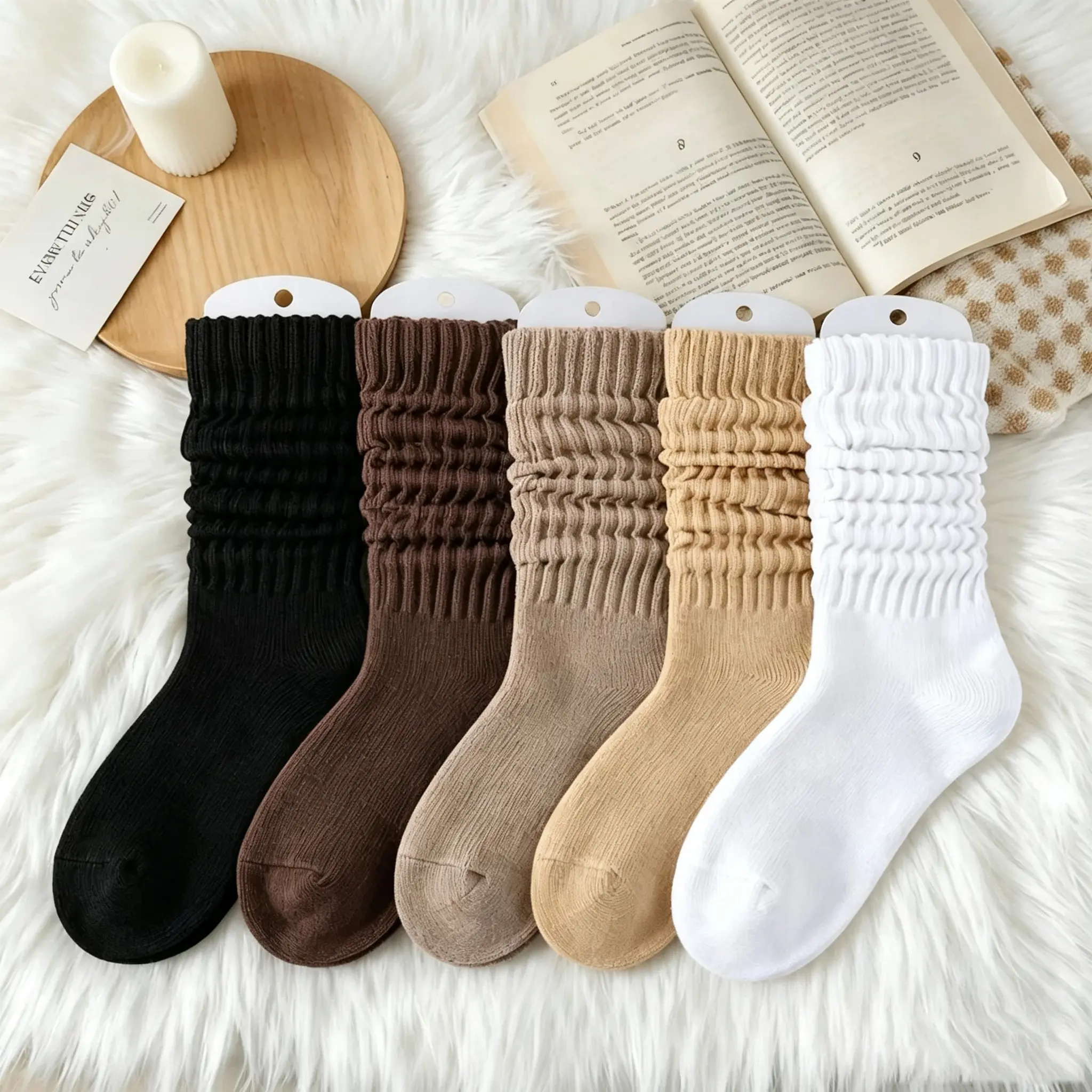 5-Pack of Solid Calf Mid Socks for Women-Soft, comfy, and warm fall and winter casual socks for everyday basics