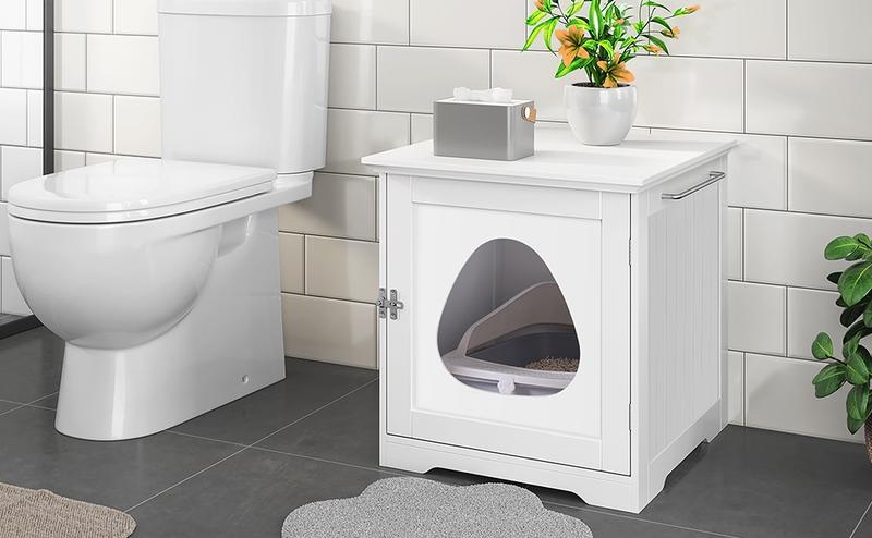 Yaheetech Cat Litter Box Enclosure, Hidden Cat Litter Box Furniture,Cat Crate, Decorative Storage Bench Pet Side Table