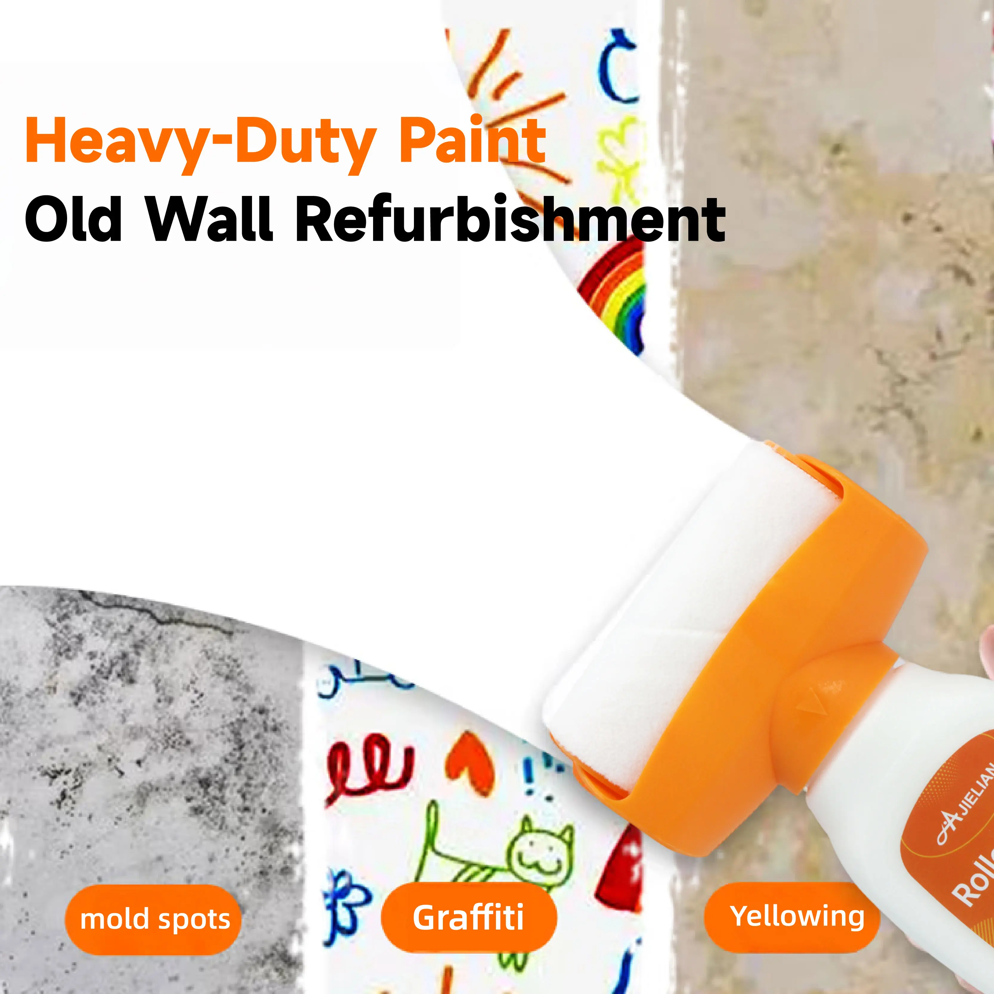 Abelian 500g Premium Water-Based White Latex Wallpaint - Portable Can, Low Odor, Durable, DIY-Friendly, Roller & Brush Compatible, Smooth Finish, Easy Touch-Up & Cleanup, All Surfaces, Synthetic Resin Formula, Wall Renovations