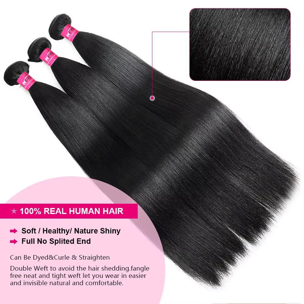 Light Yaki Straight Hair Bundles Virgin Human Hair Bundles Natural Color Body Wave Quick Weave Extensions 1 3 4 Bundles #TikTokShopBlackFriday