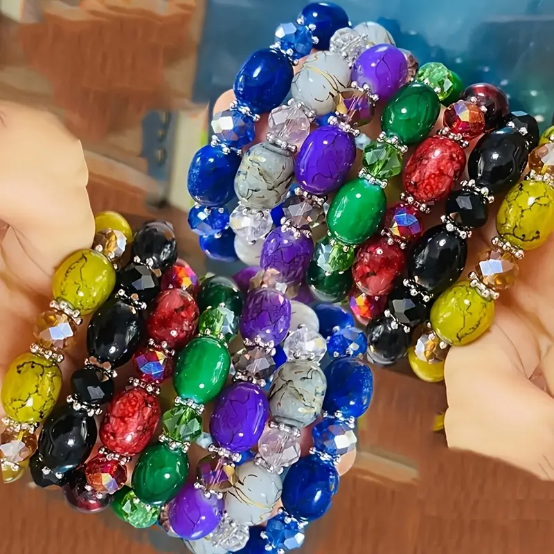 Women's 14Pcs Boho Colorful Glass Beaded Bracelets Set - Bracelets Jewelry, Matching Design, Ideal Gift for Best Friend, Suitable for Parties, Vacations, Glass Beaded Bracelet