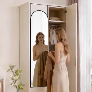 47x14 Full Length Mirror Over The Door, Arched/Rectangle Door Hanging Mirror with Aluminum Alloy Frame, Full Body Mirror for Bedroom, Entryway, Dressing Room (Black/Gold)