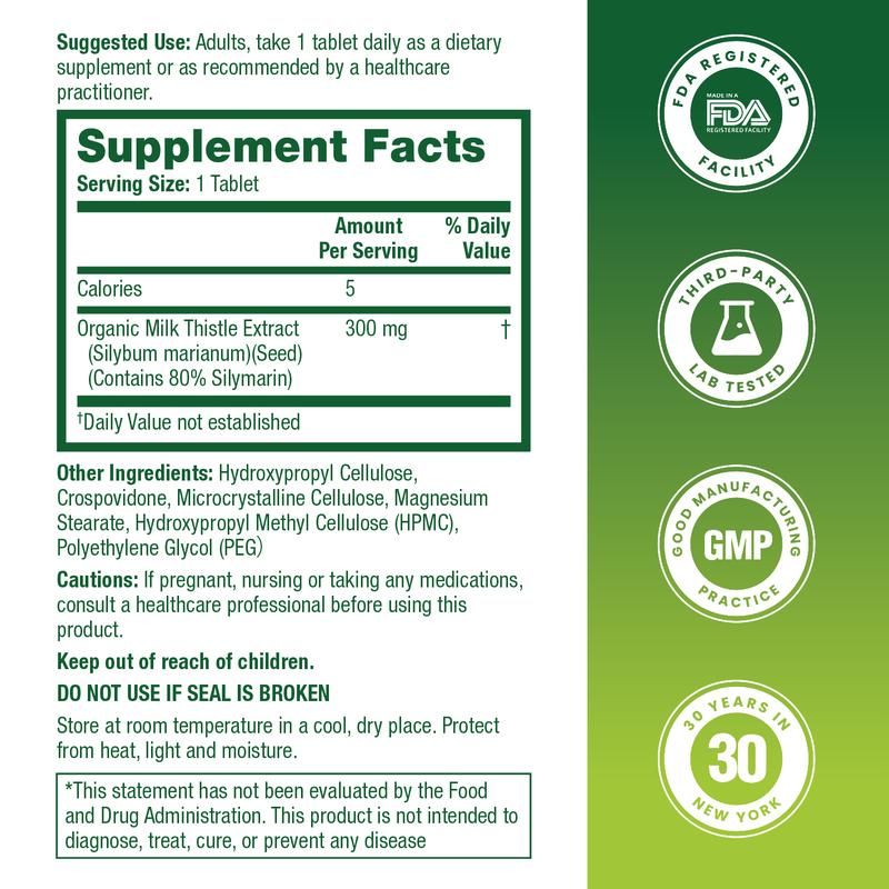HealthA2Z Milk Thistle USDA Oranic Seed Extract 300 MG - Support Liver Health - Fast Dissolving & Fast Acting, 80% Silymarin, Potent 35:1 Extract (10,500 mg Strength)