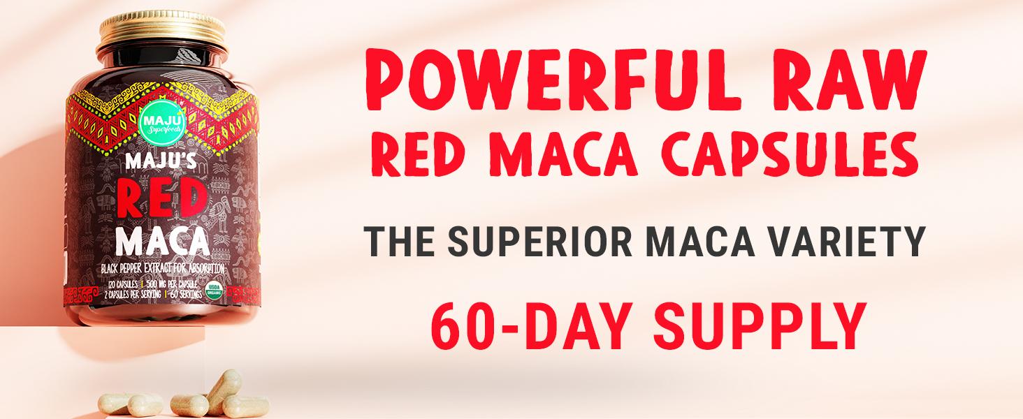 MAJU Organic Red Maca Capsules (120ct) - Healthcare Dietary Supplement Edible Fitness Optimum MAJU Organic Red Maca Capsules (120ct) - Healthcare Dietary Supplement Edible Fitness Optimum
