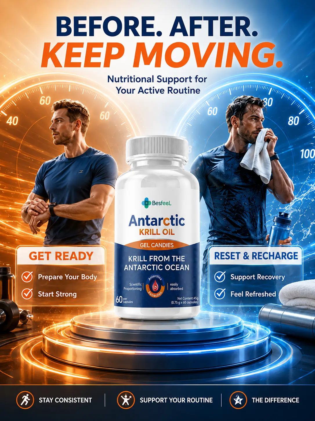 A must-have for men! Nutritional supplement Made with high levels of Antarctic krill oil, safe ingredients, boosts energy. for Peak Energy & Healthy Metabolism
