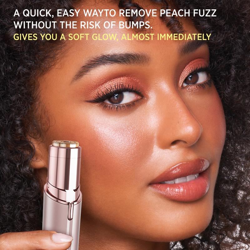 KRADAA Facial Hair Remover for Women，with LED Light Painless Razor for Chin Upper Lip Peach Fuzz Gentle on Sensitive Skin Hypoallergenic Stainless Steel Blades Flawless ，Gold