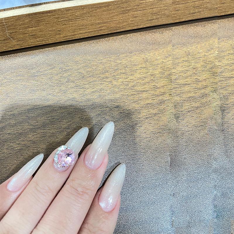 Pink Rhinestone Ball Press-On Nails | Reusable, Easy On & Off, DIY at Home, Includes Tool Kit