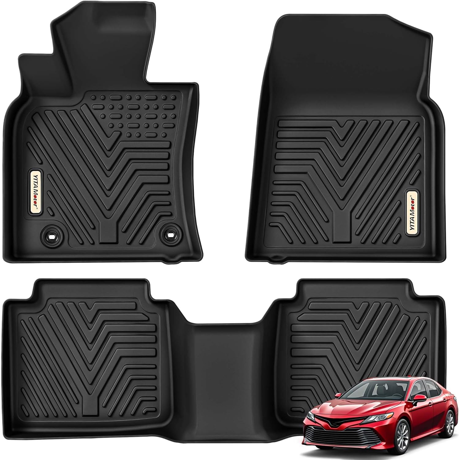 YITAMOTOR Floor Mats Compatible with 2018-2024 Toyota Camry, Excludes Hybrid Models, Custom Fit Floor Liners 1st & 2nd Row All-Weather Protection, Black