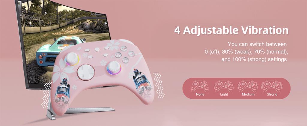 Mytrix Pro Wireless Controller Sakura Pink, Bluetooth Controller with Programmable, Compatible with Nintendo Switch, Windows PC, iOS, Android, and Steam/Steam Deck