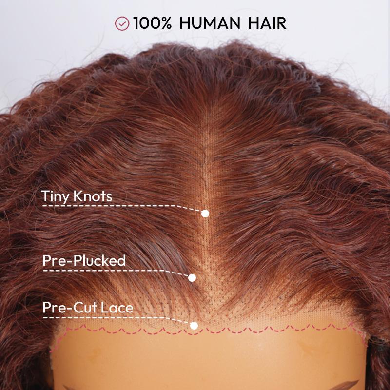 [Burmese Curly] West Kiss Glueless Reddish Brown Burmese Curly 7x5 Lace Closure Wigs Human Hair Pre Cut Pre Plucked with Natural Hairline FebruaryFaves