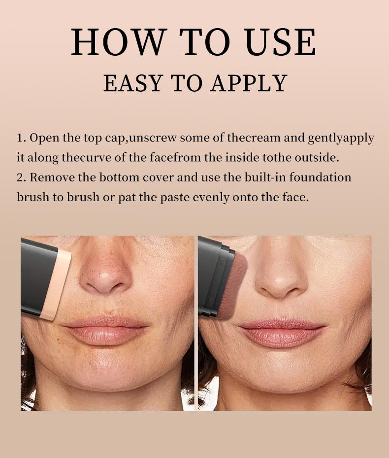 2-in-1 Concealer Stick with Brush WheatShade Waterproof Flawless Coverage Hydrating Longwearing Foundation for Women & Girls Makeup Lightweight Matte