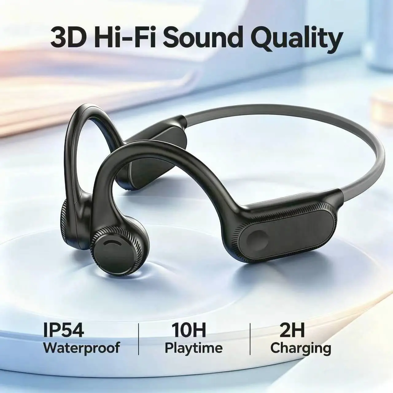 Open Ear Air Conduction Headphones, Bluetooth 5.2 Waterproof Wireless Headphones with 220mAh Battery, IP54 Rating, Big Volume Stereo Audio, Easy Control, Bone Conduction & Call Receiving & Casual Use Capabilities, Bluetooth Waterproof Wireless Headphones,