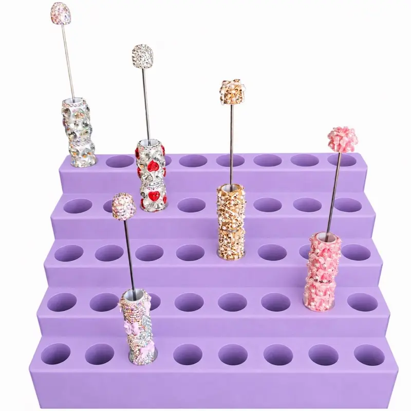 18mm, 20mm, & 22mm Rectangle Beadable Pen Display Stand, 40-Hole No-Wobble Pen Holder