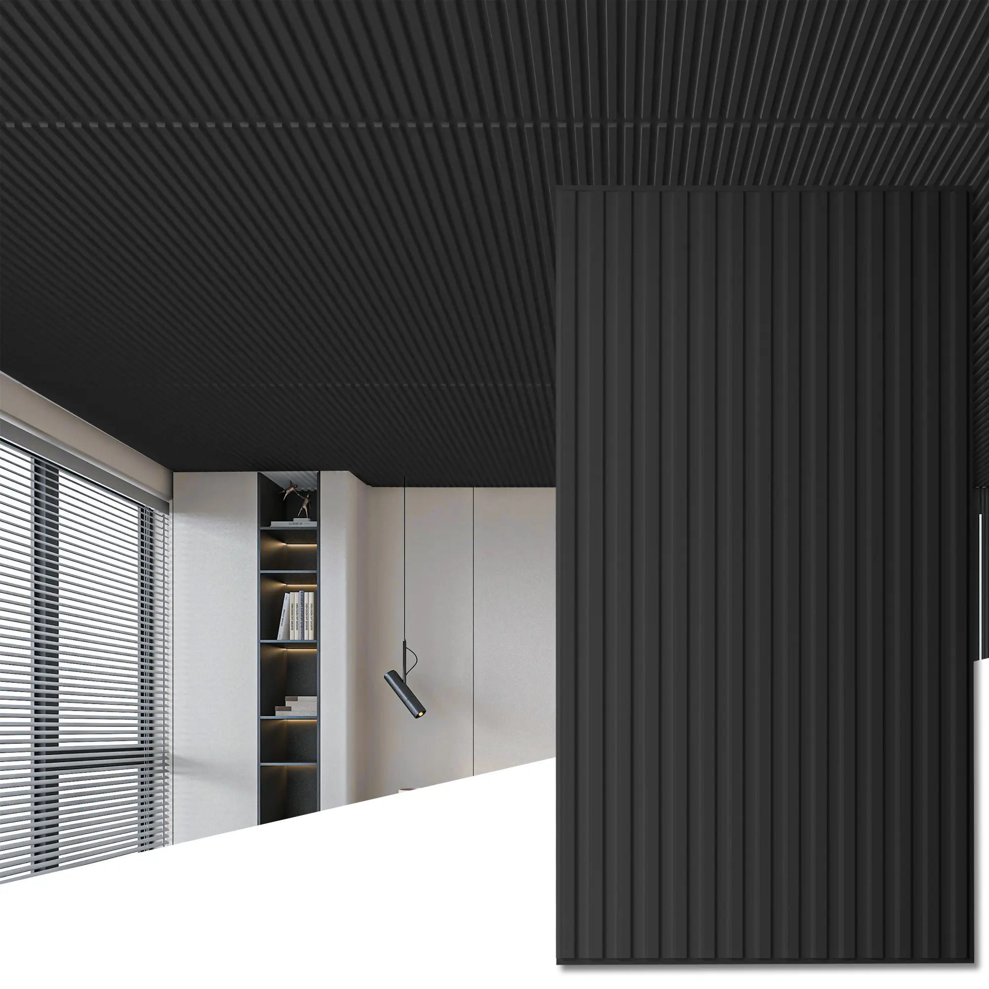 Art3d 12-Pack 24x48in Waterproof PVC Drop Ceiling Tiles & Wall Panels - 3D Modern Louvered, Lightweight-Sturdy, Easy Installation-Customization, Full Coverage for Living Room, Dramatic Transformation Upgrade
