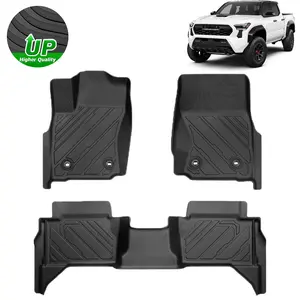 Floor Mats for Toyota Tacoma 2024 2025 Accessories (Not for Hybrid), All Weather TPE Rubber 2 Row Floor Liners High Edge (Double Cab & Automatic Transmission Only)