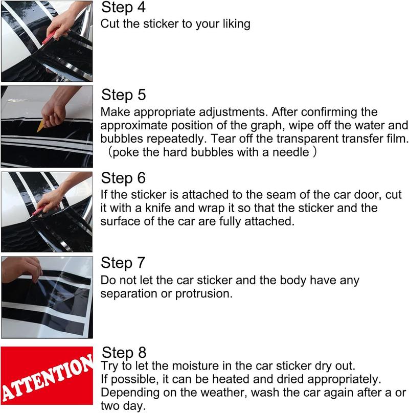 RAVOONY Universal Racing Car Hood Stripe Decal Black and White Waterproof Vinyl Stickers for SUVs Trucks Off-Road Vehicles Exterior Decoration  Indoor Outdoor Use