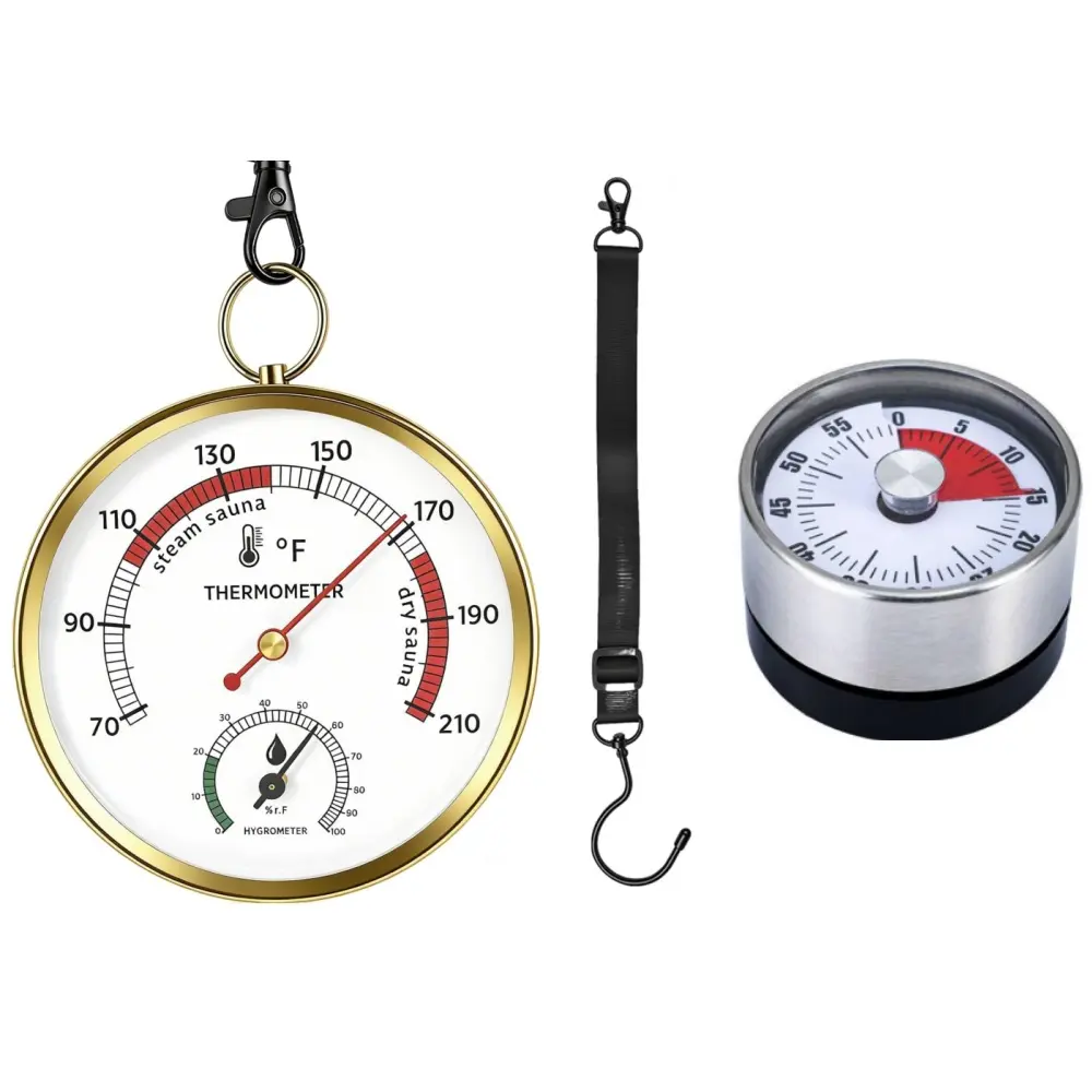 3-Pack Metal Mechanical 2-in-1 Temp/Humidity Precision Gauge - Fahrenheit Scale Wall Mount Tool for Portable Sauna, Automotive & Motorcycle Repair