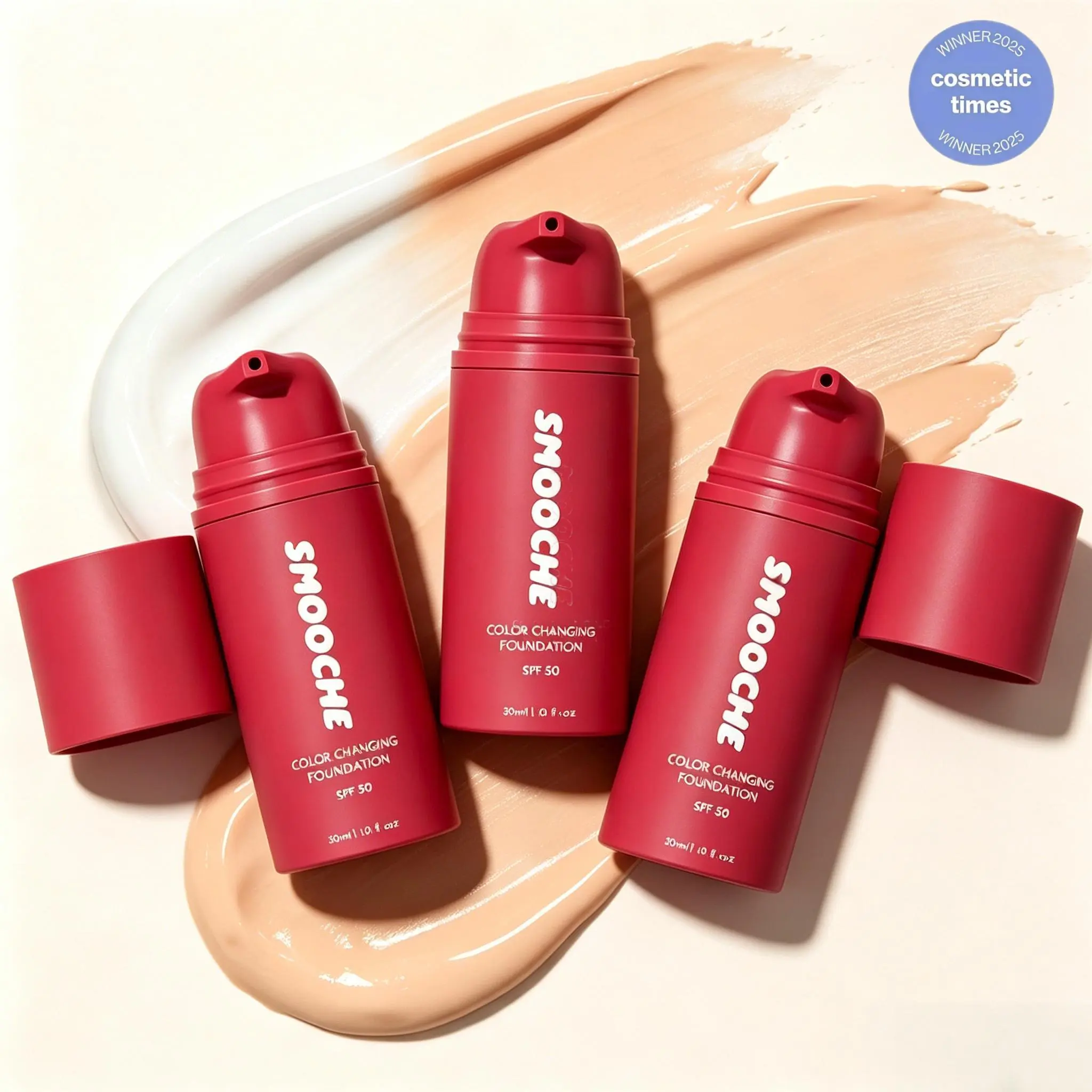 Smooche Smart Color‑Changing Foundation, Auto Shade Matching Liquid Makeup, SPF15 Sun Protection, 24H Long Wear Vegan Lightweight Base