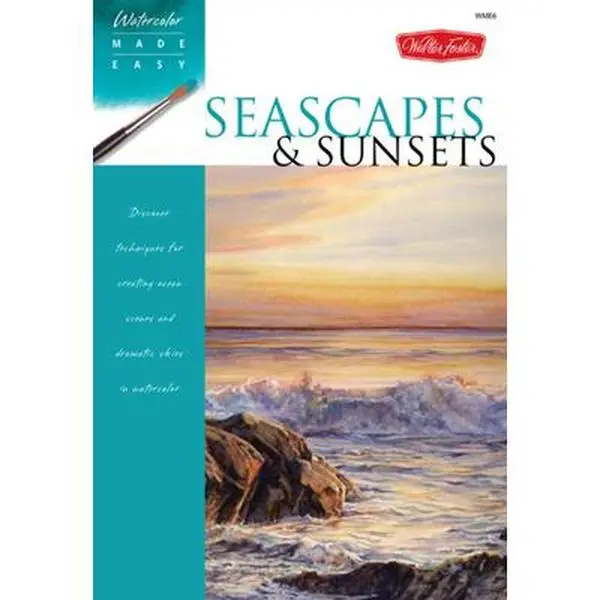 USED Like New Watercolor Drawing Tutorial Book - Seascapes & Sunsets: Discover Techniques for Ocean Scenes & Dramatic Skies by Thomas Needham (Paperback, English) for Aspiring Landscape Artists