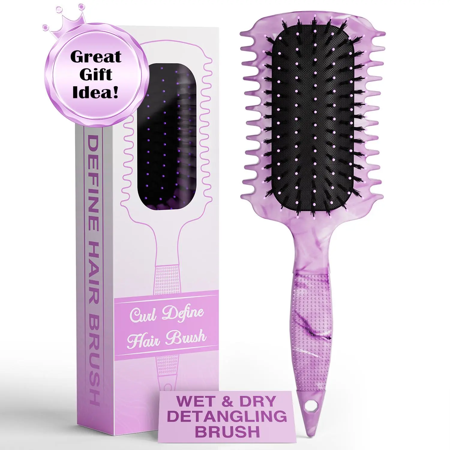Wild Boar Bristle Curling Brush for Effortless Detanglement & Defining Curls - Volume Styling Tool for Women with Thick, Curly Hair, Hair Detangling Brush, Curly Locks, Natural Curls