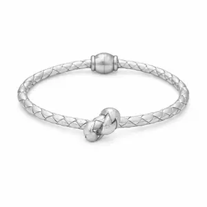 Lux Leather Knot Bracelet – Silver