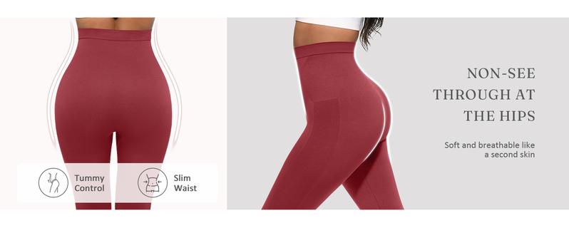 FeelinGirl Essentials High-Waisted Shaping Leggings Pants - Seamless 360° Stretch, Anti-Slip Silicone Waistband, Slimming Tummy Control, Black, Nylon Spandex Blend Springtok