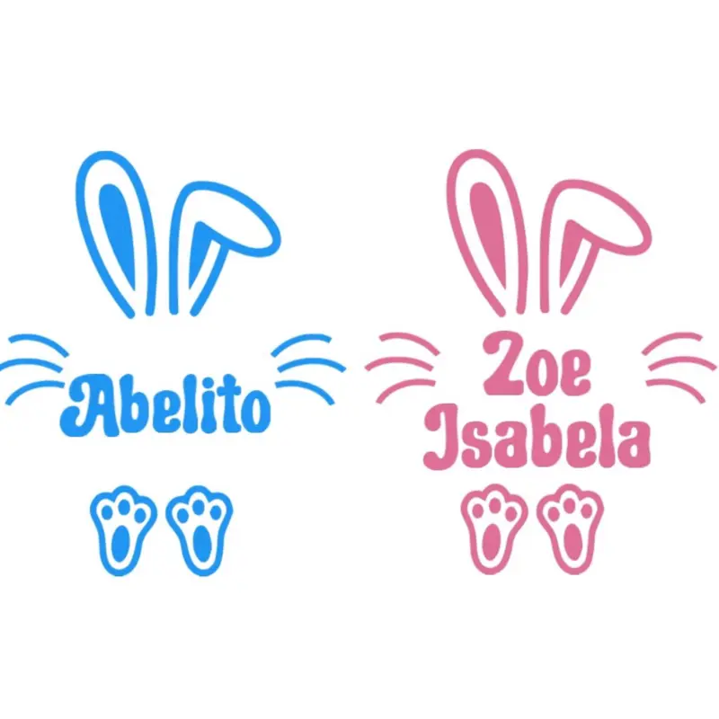 Easter Bunny Custom Name Decal Vinyl Lettering Sticker Basket Gift Custom Vinyl Decal Personalized Lettering Sticker Organiser, Bottles, Cups, Canister, Laptop, Luggage, Car, Truck, Window, Wall