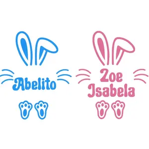 Easter Bunny Custom Name Decal Vinyl Lettering Sticker Basket Gift Custom Vinyl Decal Personalized Lettering Sticker Organiser, Bottles, Cups, Canister, Laptop, Luggage, Car, Truck, Window, Wall