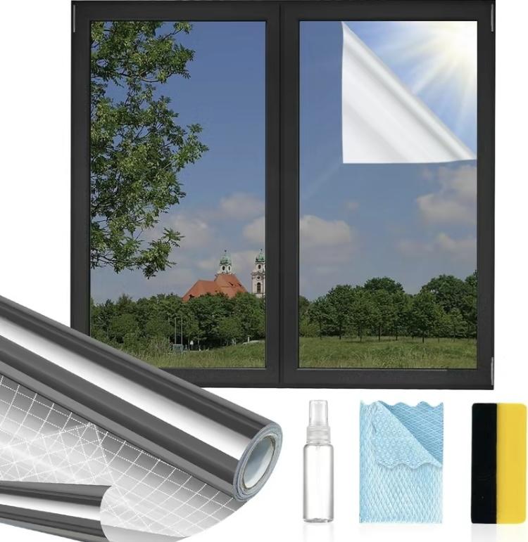 Window Privacy Film One Way, Reflective Mirror for Daytime Home Office Use, UV Sun Blocking, Heat Control17.5 x 78.74 Inches