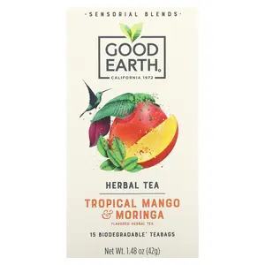 Good Earth Teas Sensorial Blends, Herbal Tea, Tropical Mango & Moringa, 15 Biodegradable Teabags, 1.48 oz (42 g)