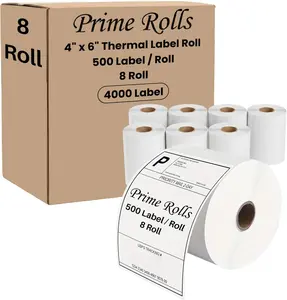 4” x 6” Direct Thermal Shipping Labels – 4000 Labels (500 per Roll, 8 Rolls) Water & Oil Resistant, Strong Adhesive – Compatible with Zebra, Rollo & Similar Printers (Not for DYMO)