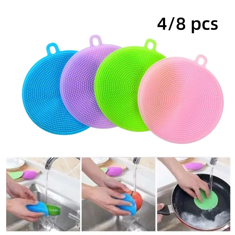 [Back to School]Multifunctional Silicone Dish Washing Brush, Non‑Stick Oil Kitchen Cleaning Cloth Scrubber for Pot Bowl Washing, Heat‑Resistant Silicone Mat, Flexible Reusable Kitchen Cleaning Tool for Sink, Tableware, Cookware and Household Daily-MM1