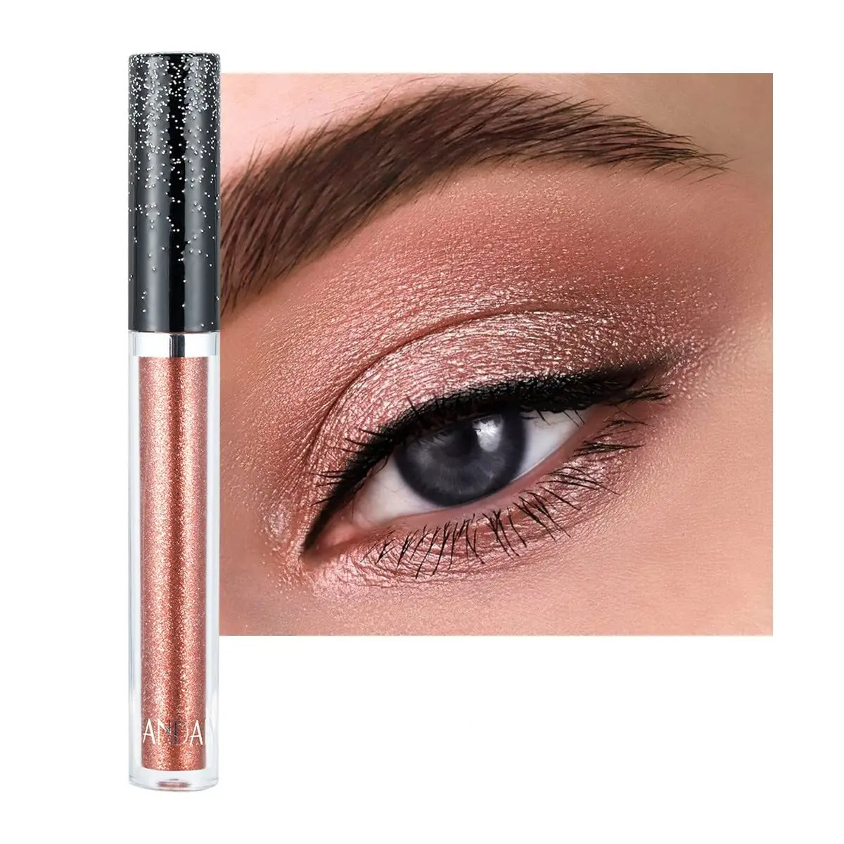 Liquid Eyeshadow, Glitter-A Gold - Long-Lasting Pigmented Cosmetic with a Metallic Rose Gold Shimmer, Gold Rosegold