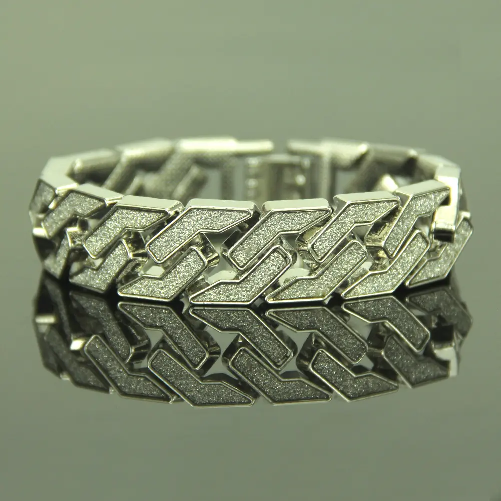 Black Friday Hiphop Style Gold Glitter Bracelet for Men Geometric Pattern Hand Jewelry 21cm Length 1.7cm Width 77g Weight Unique Touch Distinctive Accessory