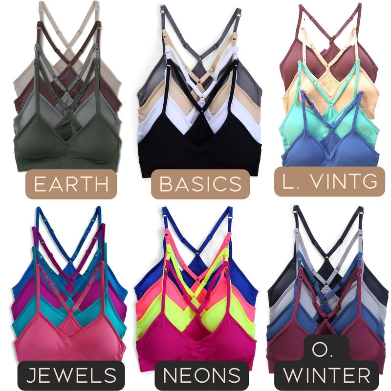 Kalon Racerback 4-Pack Women's Seamless Bralettes All Day Comfy
